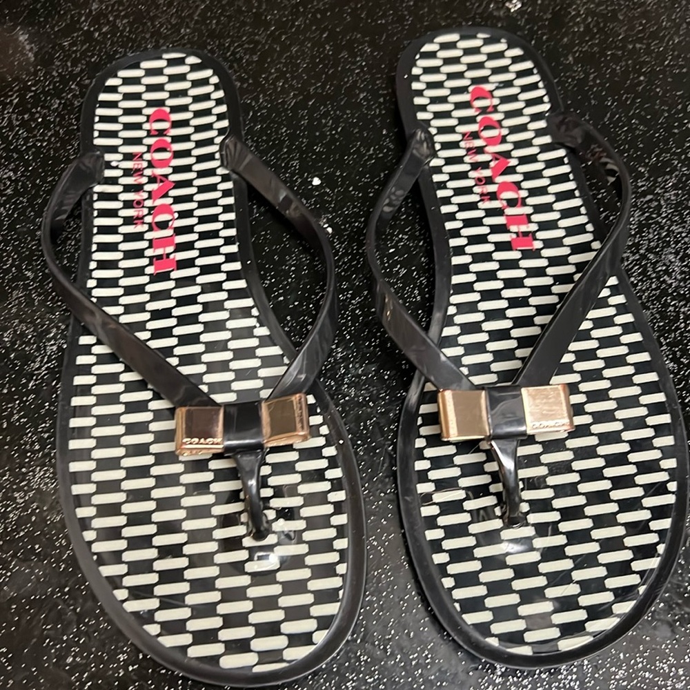 Coach Black and White Sandals